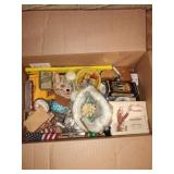 Box of assorted vintage items.