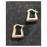Silver square hoop earrings Marked 925.