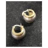 Silver small thick  hoop earrings marked 925.