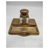Vintage Art Deco Brass/ glass inkwell