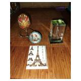 Goup of four collectibles: Ukrainian Pysanka egg,
