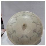 Off white and clear glass ceiling light vintage