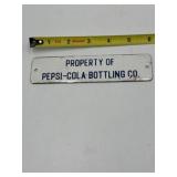 Vintage porcelain Pepsi-Cola metal crate tag 6'