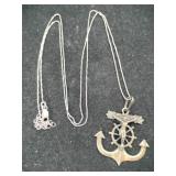 Silver box chain hook with Jesus pendant Marked