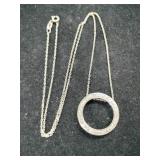 Silver circle of Life clearstone necklace marked