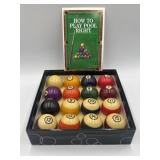 Vintage billiard pool ball set in original box