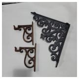 3 cast iron shelf brackets 9inx 9in 5.5inx 4in