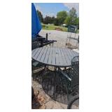 Outdoor metal patio table with 2 metal folding