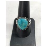 Silver turquoise ring marked 925 Philippines size