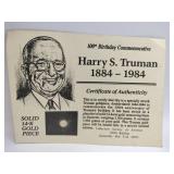100th birthday commemorative Henry Truman 1.965