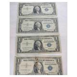 4 1957 blue seal silver certificate 1$