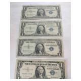 4 1957 blue seal silver certificate 1$