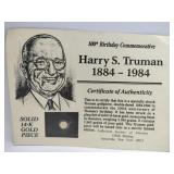 100th birthday commemorative Henry Truman 1.965
