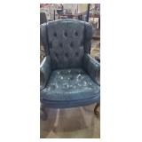 Blue leather wingback office chair