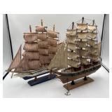 (2) 12-1/2' Spanish frigate style wooden model