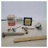 Sphygmomanometer, fish guide, locks, compass,