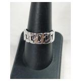 Silver braided adjustable ring marked 925 size 8.