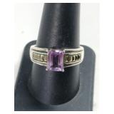 silver Purple stone ring Marked 925   size 9.