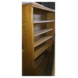 Oak finish wooden 6 shelf bookcase 32x10x60in