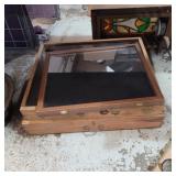 3 wood and glass showcases 21.5x 17.5in, 26in x