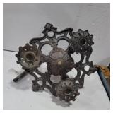 Cast iron chandelier 3 light art deco style 14in