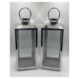 19' stainless steel and glass decorative candle