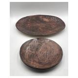 Signed studio pottery handcrafted bark plates