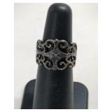 Silver art deco ring marked Sterling size 4.5