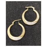 Gold tone clear Stone hoop earrings marked Jordan