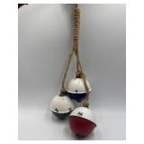 Decorative metal fishing bobber hanging set