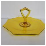 Dark yellow platter with handle 10.5in diameter