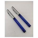 Sheaffer blue/ silver fountain pen.  Sheaffer 'F'