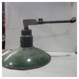 Green metal shop light vintage 14in diameter 11in