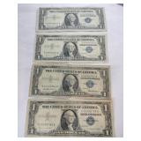 4 1957 blue seal silver certificate 1$