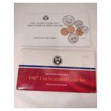 1987 and 1989 uncirculated mint coin sets