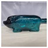 Suffolk bitters blue glass pig bottle 9in long