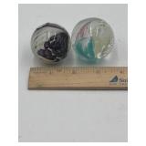 2 Dunlavy handcraft decorative art glass marbles