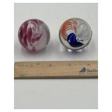 2 Dunlavy handcraft decorative art glass marbles