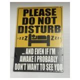 Do Not Disturb metal sign, 11-1/2 x 8-1/4"