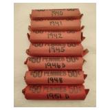 7 rolls wheat pennies