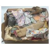 Hand stitched quilt sections & fabric remnants,