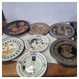 Copper, painted, cermanic decorative plates
