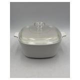 Corning Ware plain white casserole dish w/lid,