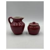 Uhl Pottery sugar and creamer set, creamer spout