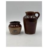 Brown stoneware jug & bean pot "Brick Oven Baked