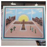 Southwest painting no frame signed Otay 99 40in x