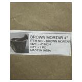 New sealed brown marble mortar and pestle set