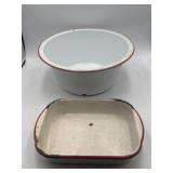 Pair of enamelware dishes, basin is 13-1/2"
