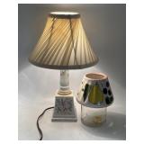 16" floral porcelain table lamp & smaller Kerr