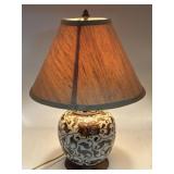 19" Brown Flower Porcelain Temple Jar Lamp